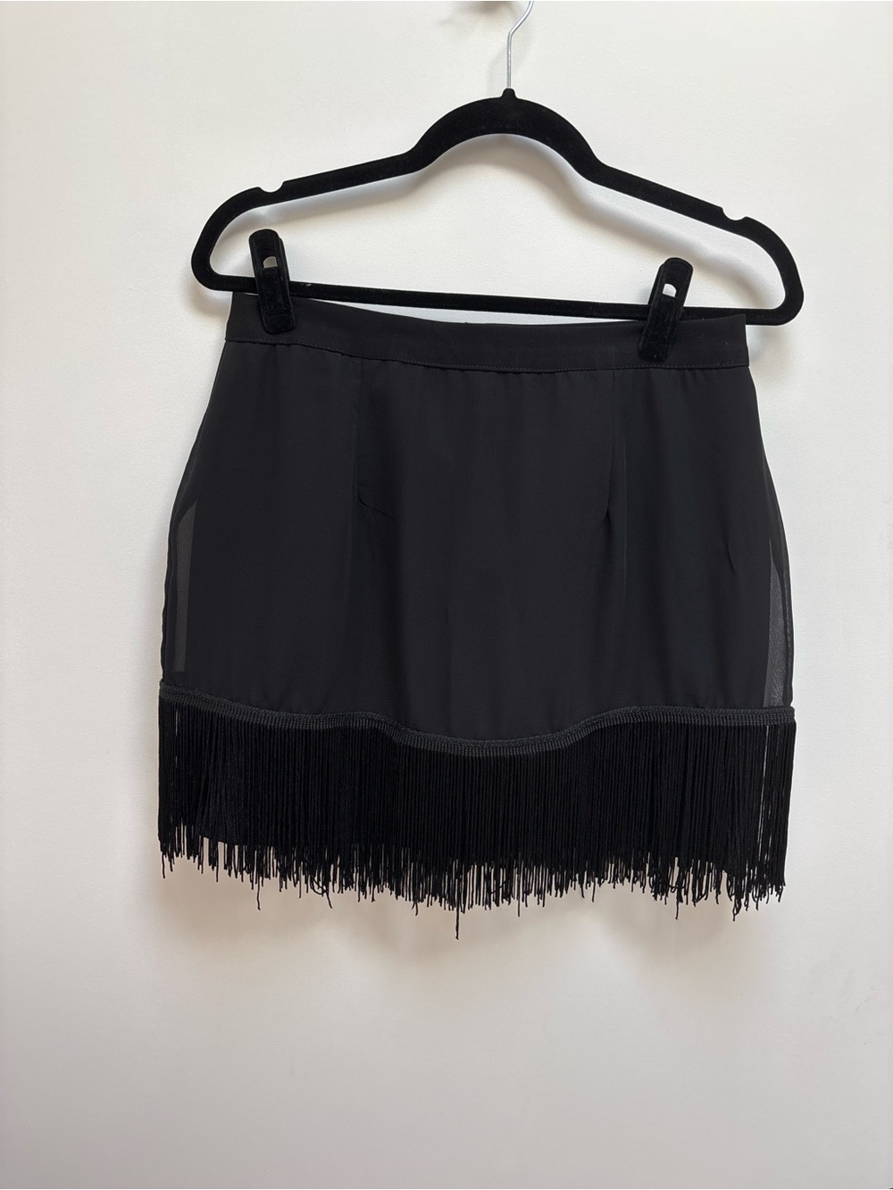 Source Unknown Black Fringe Mini Skirt
